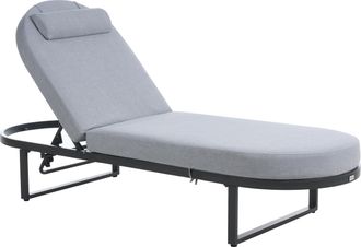 Beliani Tumbona Reclinable De Jard&iacute;n De Aluminio Con Coj&iacute;n Exterior Gris Roncolo