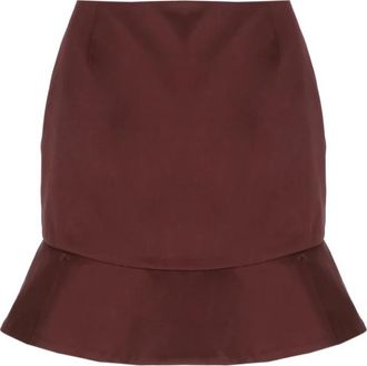 Rotate Rok met ruches - Dames - Korte rokken - Bruin - M - Leer - Rokken