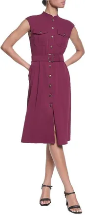 Karl Lagerfeld Belted Crepe Shirtdress in Port at Nordstrom, Size 12