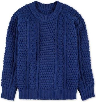 Fortela Aston Cable Knit Wool Crewneck Sweater in Blue at Nordstrom, Size Medium Eu