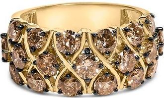 House of Brilliance 10K Yellow Gold Plated.925 Sterling Silver 3.0 Cttw Champagne Diamond Multi Lattice Band Ring in Yellow Gold Over Silver at