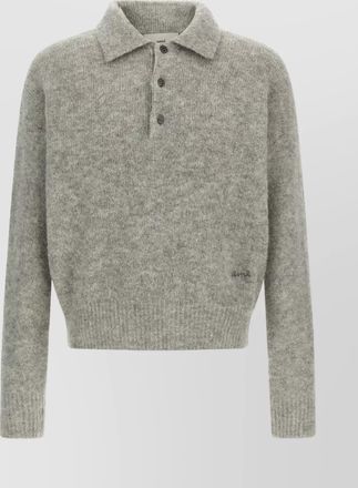 Ami ribbed cuff polo knit top