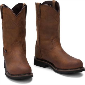 Justin Mens Drywall 10 Waterproof Steel Toe Work Boots In Whiskey