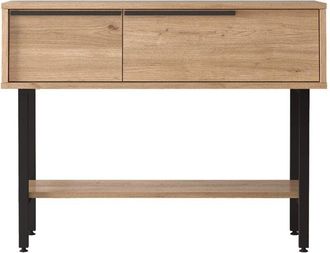 Mobili Rebecca Mobili Rebecca - Consola de entrada Rebecca Mobili Hinoki 76x100x29,5 Tablero de partículas Hierro Roble Claro Gris