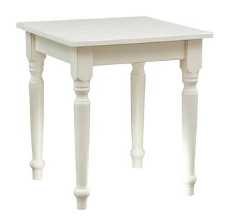 Biscottini International Biscottini - Mesa Country De Madera Amciza De Tilo Acabado Con Efecto Blanco Envejecido 70x70x78 Cm
