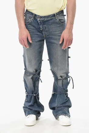 Alexander McQueen Jeans a Gamba Dritta con Dettagli Lace-up 27cm Alexander McQueen