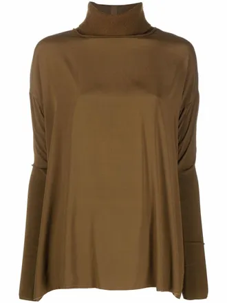 Kristensen Du Nord draped silk jumper - women - Silk/Elastane/Cashmere - 1 - Brown