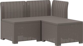 vidaXL Sof&aacute; De Jard&iacute;n De 3 Plazas Look Ratan Pp Gris Claro Vidaxl