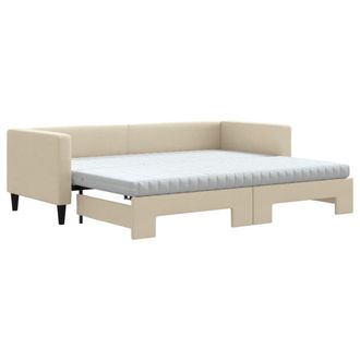 vidaXL Vidaxl - Divano Letto Estraibile Con Materassi Crema 80x200 Cm Tessuto