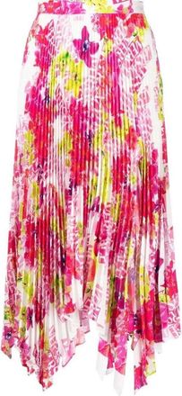 Versace Floral-Print Pleated Skirt