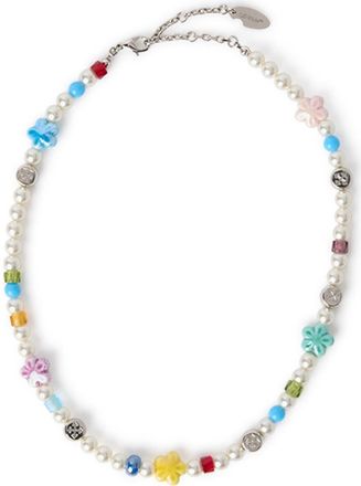 Off-white Womens Arrow Pearl & Beads Necklace in Silver at Nordstrom