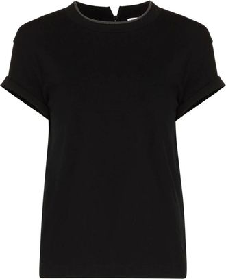 Brunello Cucinelli Crew Neck T-Shirt - female - Brunello Cucinelli - T-Shirts - Black - L - Tops