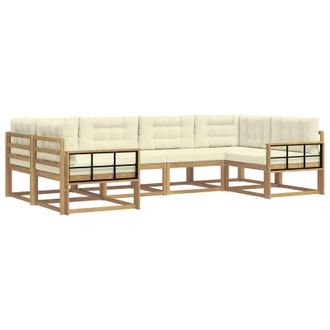 vidaXL Conjunto De Sof&aacute;s De Exterior Con Coj&iacute;n 6 Pcs Blanco Y Crema Vidaxl