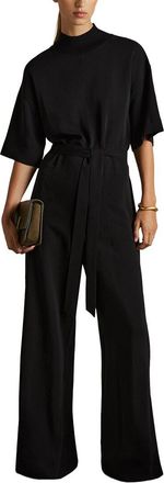Reiss Ruby Woven Rib Trim Jumpsuit