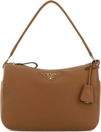 Prada Brown Logo Medium Shoulder Bag