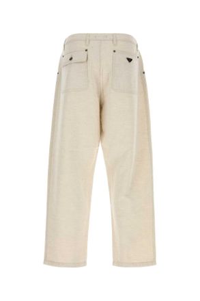 Prada Mens Melange Ivory Chambray Pant Naturale Coli Jean