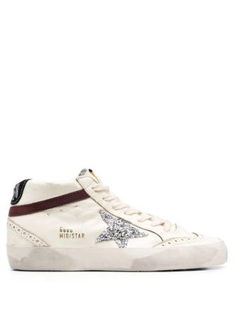 Golden Goose Mid Star Nappa Leather Upper Glitter Star Suede Heel Nabuk Wave