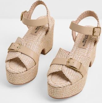 Charlotte Stone Raf Platform Sandal in Natural Raffia at Nordstrom, Size 11