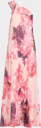 Aidan Mattox Draped One-Shoulder Chiffon Gown