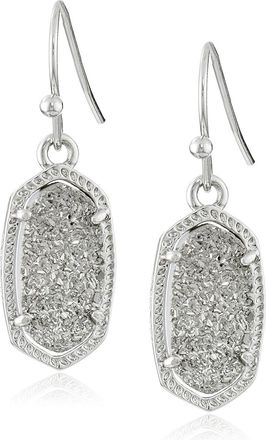 Kendra Scott Signature Lee Rhodium Plated Platinum Drusy Drop Earrings