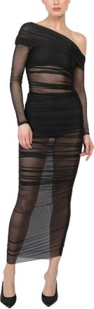 The Sei asymmetric long-sleeve dress - Zwart