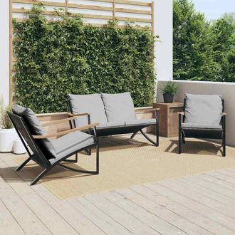 vidaXL Vidaxl - Set De Muebles De Jard&iacute;n 5 Piezas Bamb&uacute; Y Cojines Gris Claro