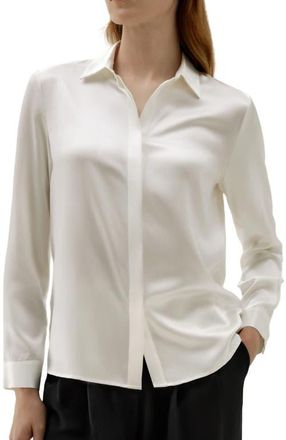 LilySilk Basic Concealed Placket Silk Shirt in Natural White at Nordstrom, Size X-Small