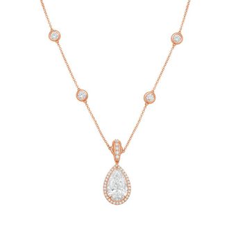 Diana M. Jewels 14kt Rose gold Lab Grown 10.00 ct Pear Diamond Halo Pendant With Bail