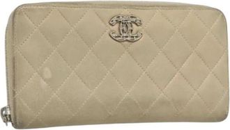 Chanel Pre-owned Vintage Lange Portemonnee - Dames - Vintage Accessoires - Beige - ONE Size - Su&egrave;de - Vintage