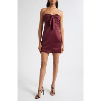 Ramy Brook Orion Satin Bodice Strapless Minidress in Cranberry at Nordstrom, Size 00