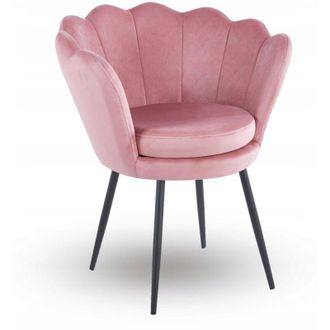 OEM Silla Moderna Tapizada Rosa Patas Tradicionales De Metal Negro