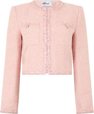Self Portrait Boucle Jas - Dames - Blazers - Roze - XS - Wol - Jassen