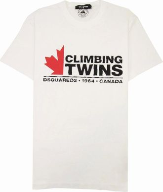 Dsquared2 Mens Dsquared2 Climbing Twins T-shirt White - Size: 38