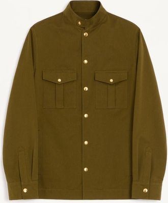 Valentino Giacca camicia Valentino in cotone cannet&egrave; con ricamo VLogo Uomo VERDE MILITARE 44