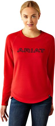 Ariat Womens Benicia Team Sweatshirt Long Sleeve in Weg Red, Size X-Large, by Ariat