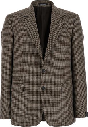 Tagliatore Dark Beige Single-Breasted Blazer