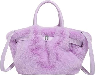 Generic Womens Plush Bags Plush Ruched Women Handbags Soft Small Tote Bag Warm Winter Shoulder Crossbody Bags(Color1)