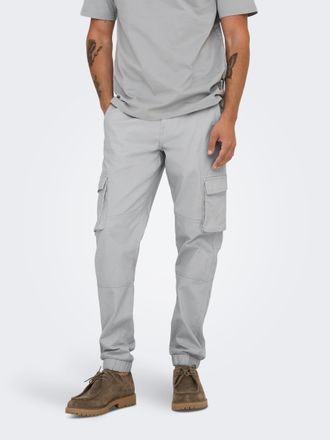 Only & Sons Cargohose ONLY & SONS ONSCAM STAGE CARGO CUFF LIFE 6687 NOOS, Herren, Gr. 29, L&auml;nge 30, grau (glacier gray), Web, Obermaterial: 98% Baumwolle, 2% Elas