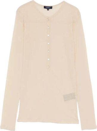 SOEUR Isabella T-shirt met Lange Mouwen - Dames - V-hals truien - Beige - M - Denim - Truien & Vesten