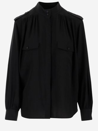 Chlo&eacute; Pleated Silk Crepe Shirt