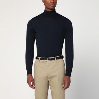 Drumohr Navy Blue Wool Turtleneck Sweater
