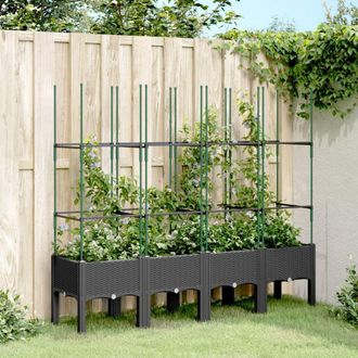 Berkfield Home Garden Planter with Trellis Black 160x40x142.5 cm PP