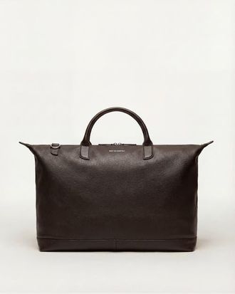 Want Les Essentiels Hartsfield Pebble-Grained Leather Weekender Bag in Dark Brown at Nordstrom