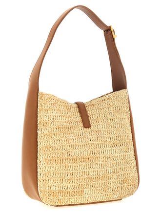 Saint Laurent Womens Beige Raffia Shoulder Bag