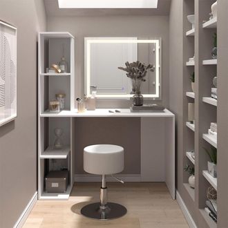 Vicco Tocador Tower, Blanco, 122.2 Cm Con Iluminaci&oacute;n Y Taburete