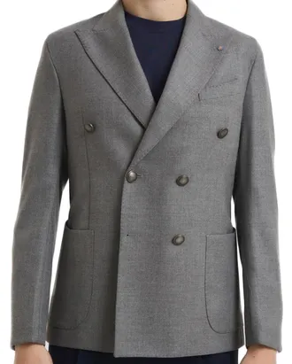 Bharnaba Double-Breasted Tailored Jacket with Reverse Collar