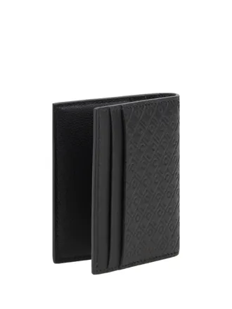 Ferragamo Monogram Embossed Calf Leather Card Holder - Black
