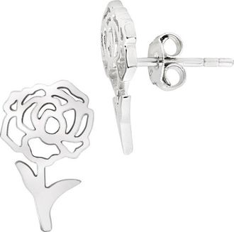 Sterling Forever Silver Birth Flower Stud Earrings