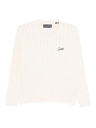 Superdry cable-knit cotton sweater - women - Cotton - 14 - White