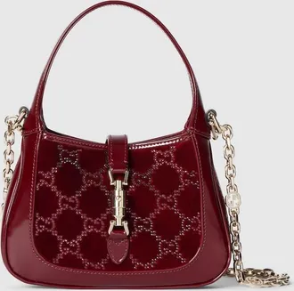 Gucci Jackie 1961 Crystals Mini Bag, Bordeaux, Fabric